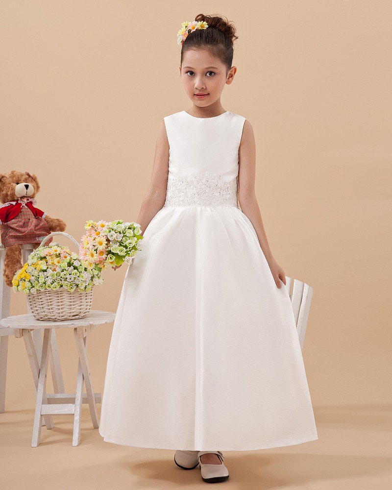 Satin Tulle Ruffle Workmanship Flower Girl Dresses 2214120067