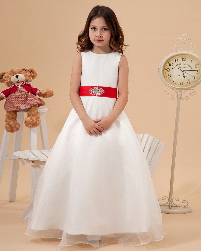 Satin Organza Sewing Beads Handmade Flower Girl Dresses 2214120063