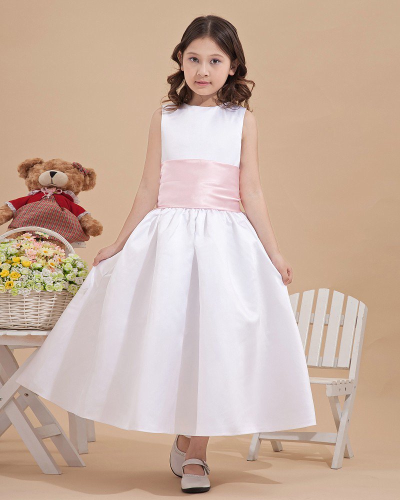 Satin Back Bowknot Decoration Flower Girl Dresses 2214120053