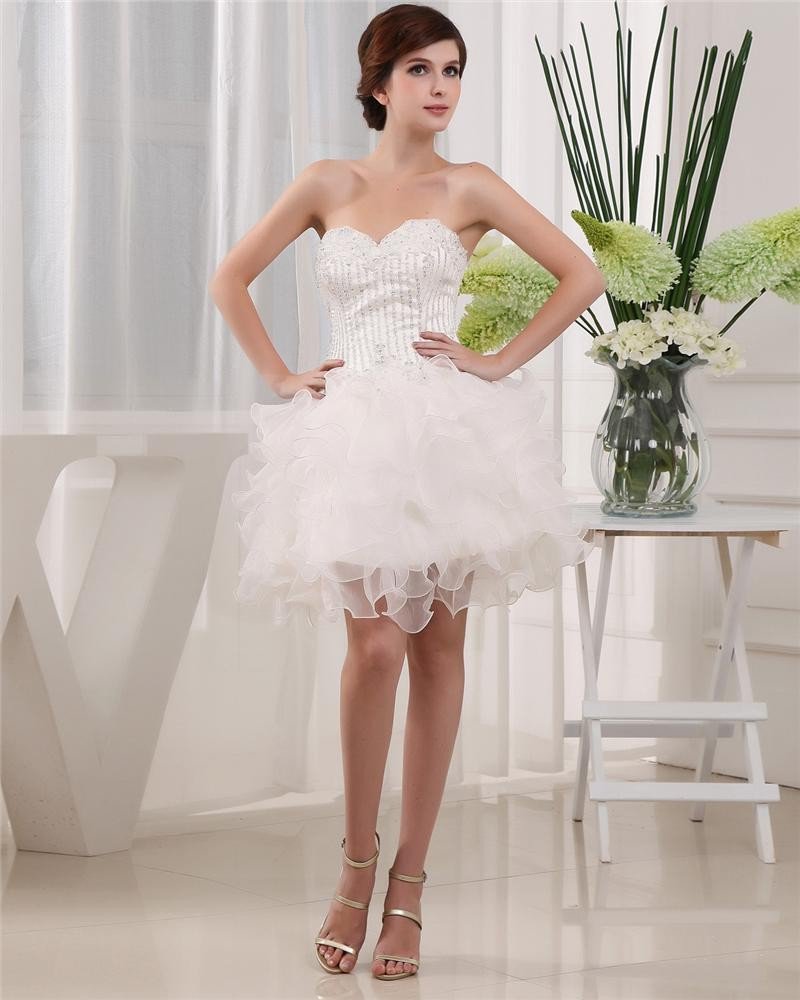 Sweetheart Sleeveless Zipper Mini Length Satin Organza Woman Homecoming Dresses
