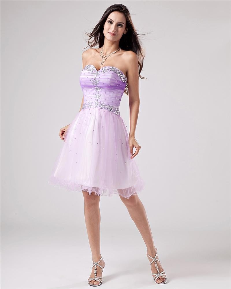 Short Mini Strapless Yarn Women's Graduation Dress