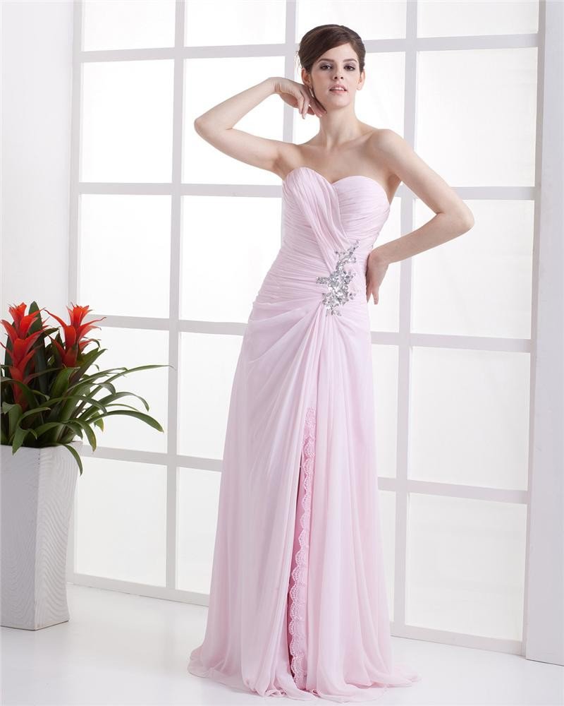Beautiful A-Line Sweetheart Chiffon Floor Length Sleeveless Evening Party Dress