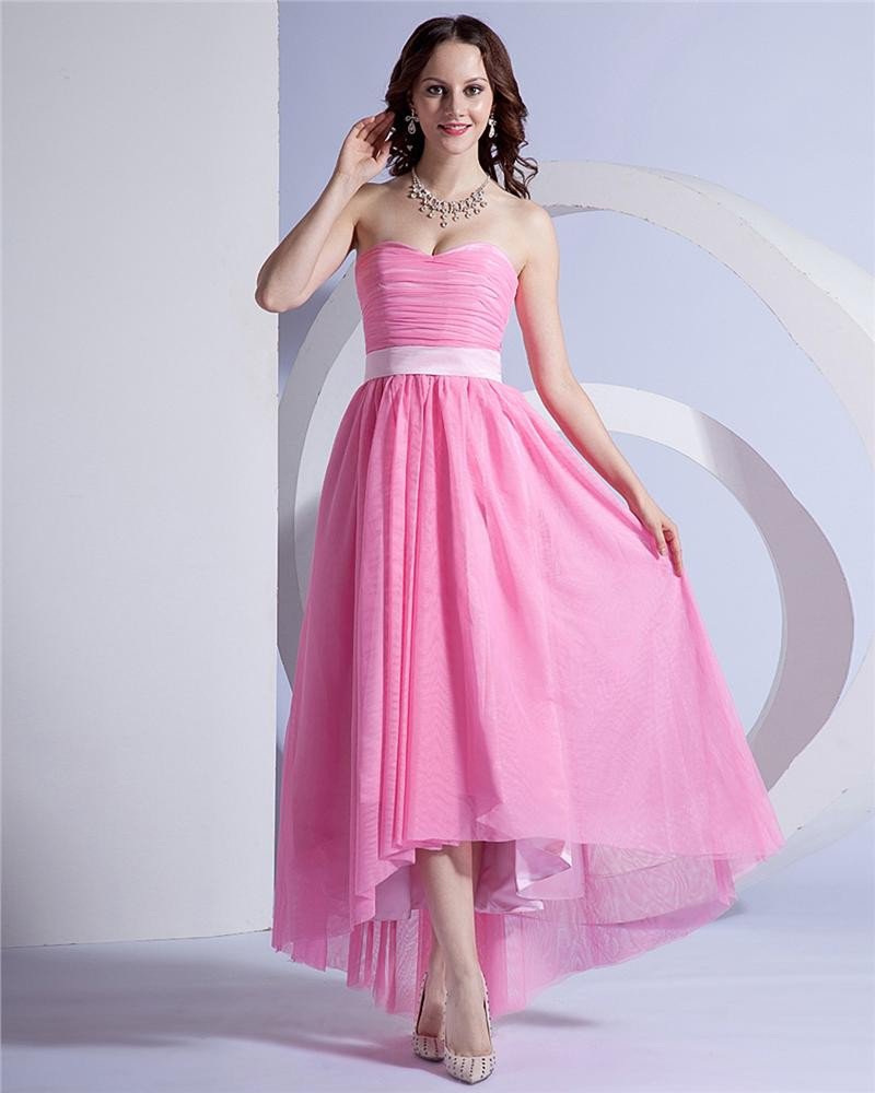 Yarn Strapless Ruffle Asymmetrical-length Celebrity Party Dress