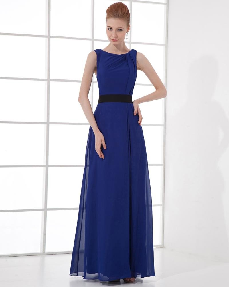 Fashion Chiffon Pleated Bateau Floor Length Celebrity Party Dress