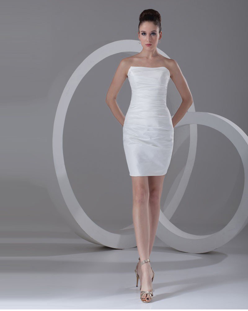 Taffeta Ruffle Strapless Mini Women Cocktail Party Dress