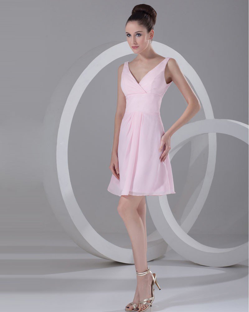 Chiffon V Neck Mini Little Black Party Dress