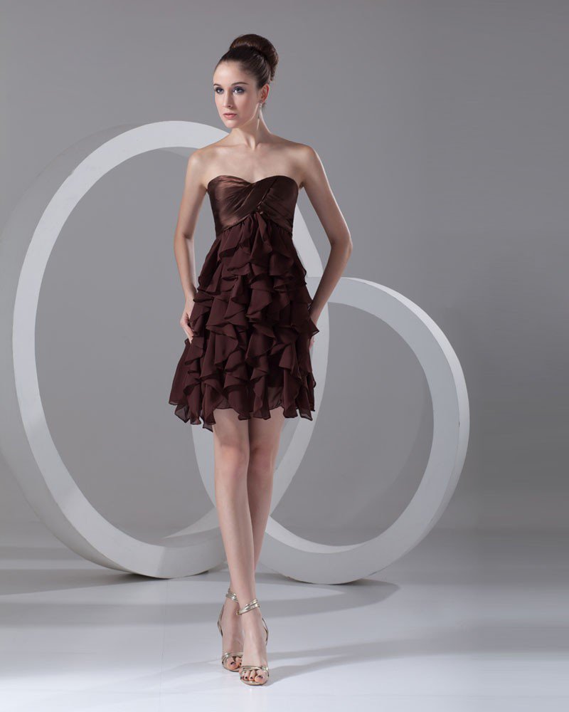Sweetheart Layered Mini Chiffon Little Black Party Dress