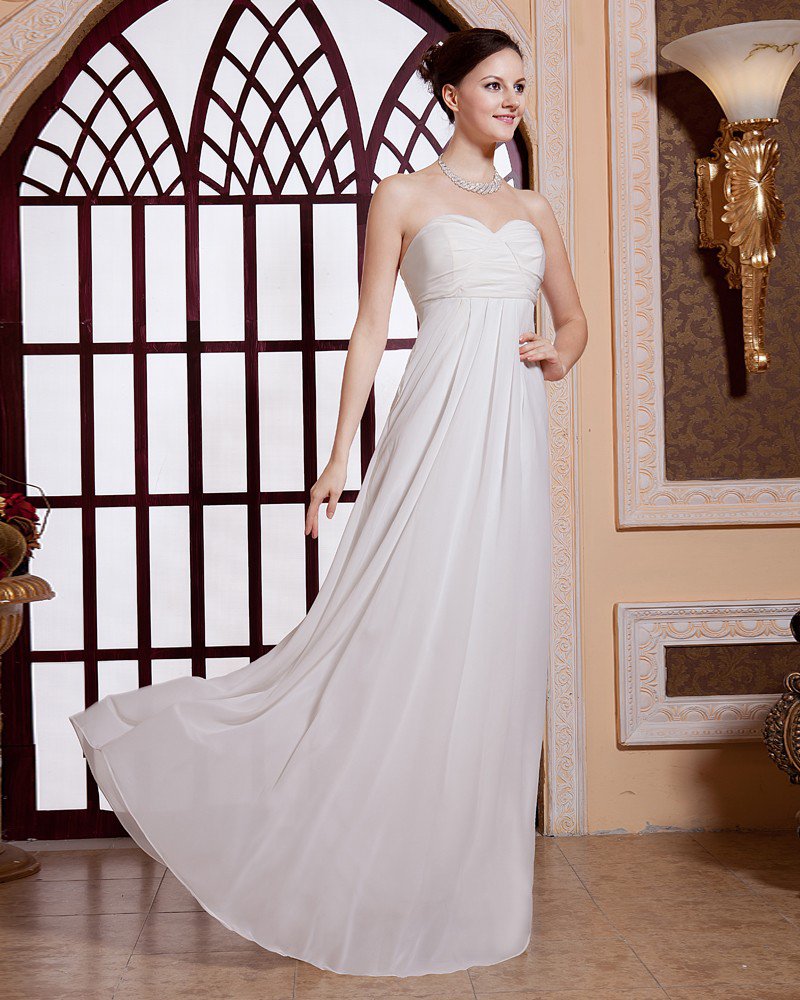 Solid Pleated Sweetheart Neckline Zipper Chiffon Women Evening Party Dress