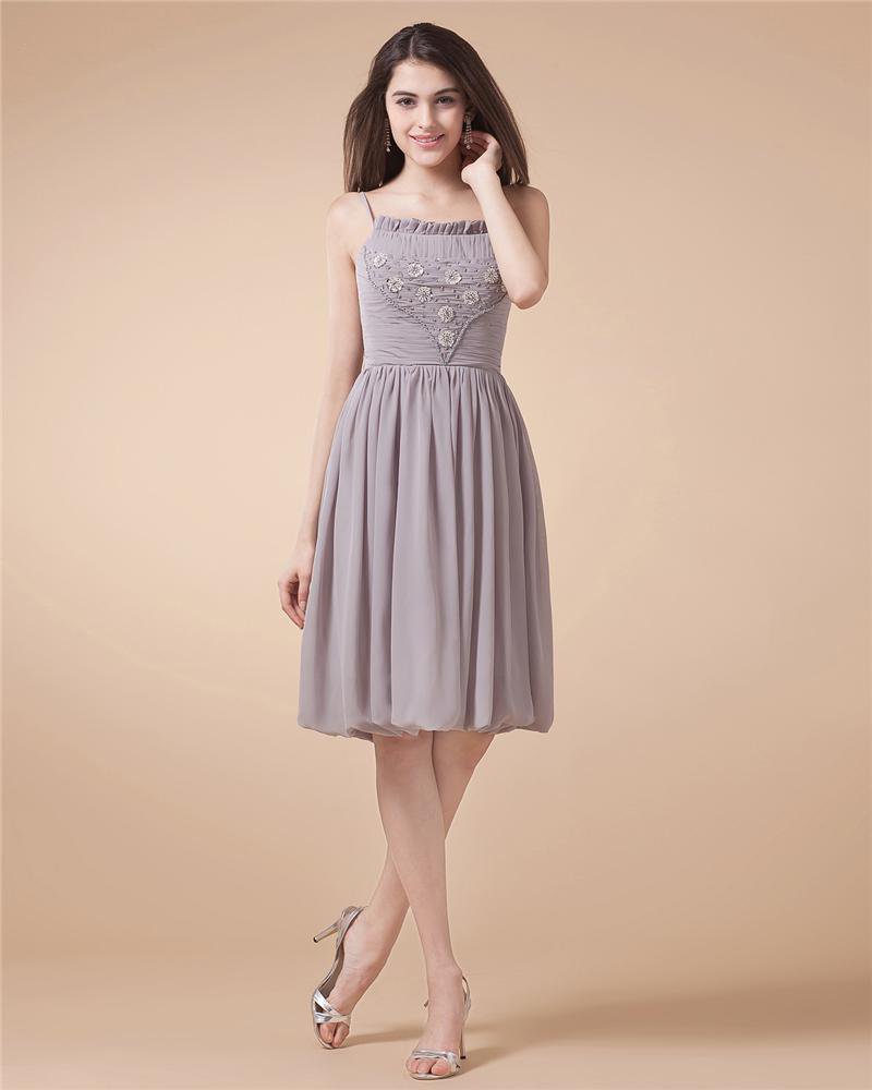 Beautiful A-Line Spaghetti Straps Chiffon Short Mini Women's Little Black Party Dress
