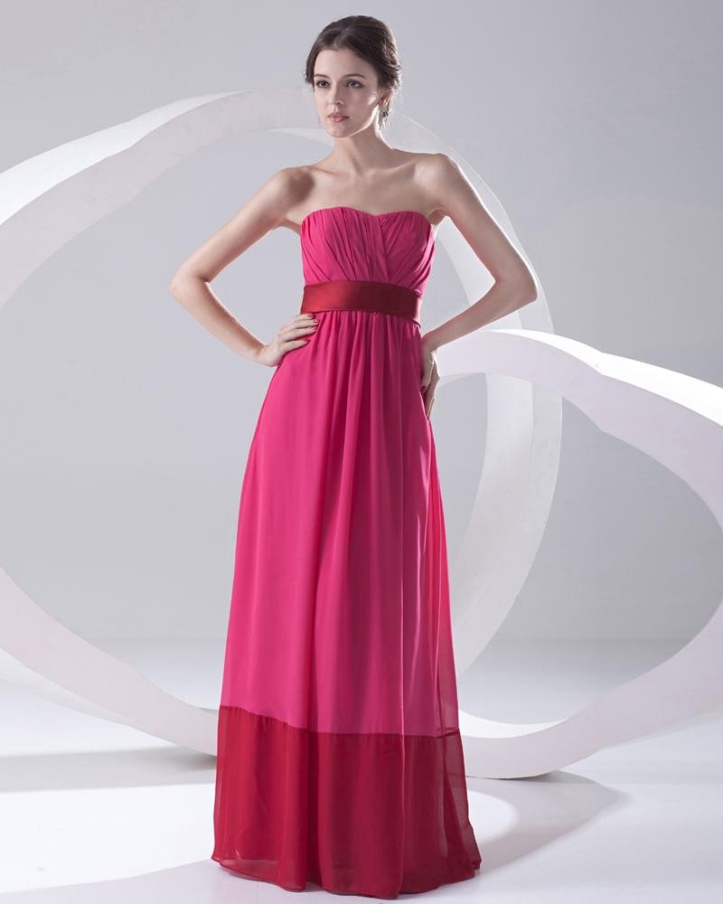 Chiffon Ruffle Sweetheart Sleeveless Backless Zipper Floor Length Pleated Evening Party Dress