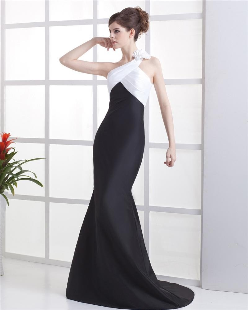 Taffeta One Shoulder Floor Length Evening Party Dresses
