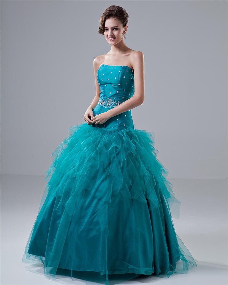 Ball Gown Off The Shoulder Beading Taffeta Floor Length Quinceanera Prom Dress