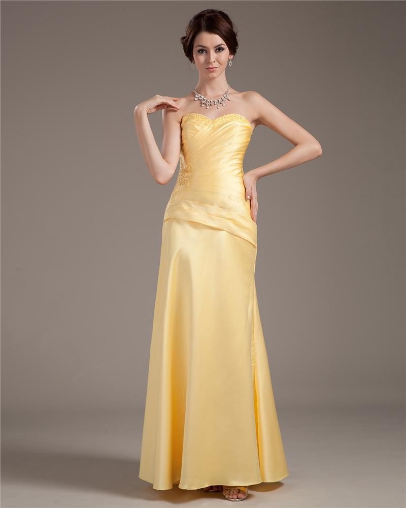 Taffeta Sweetheart Beading Floor Length Prom Dresses