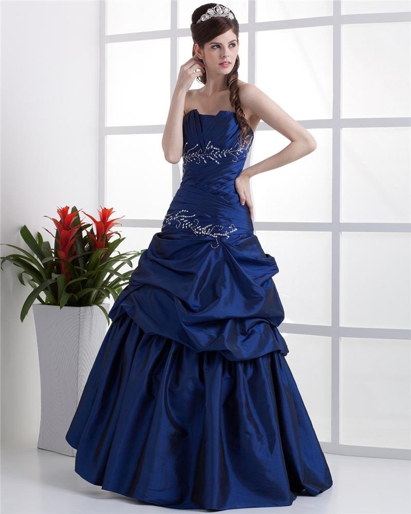 Ball Gown Taffeta Ruffle Floor Length Quinceanera Prom Dress