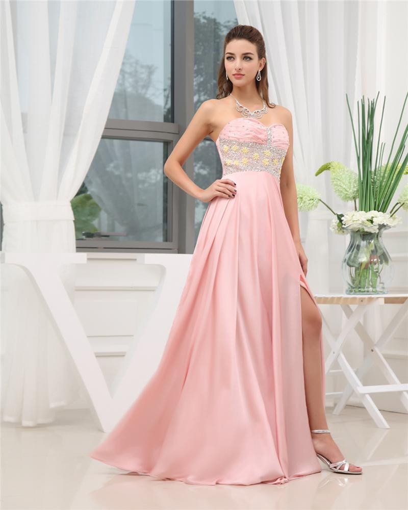 Sweetheart Sleeveless Zipper Beading Charmeuse Floor Length Woman Prom Dress