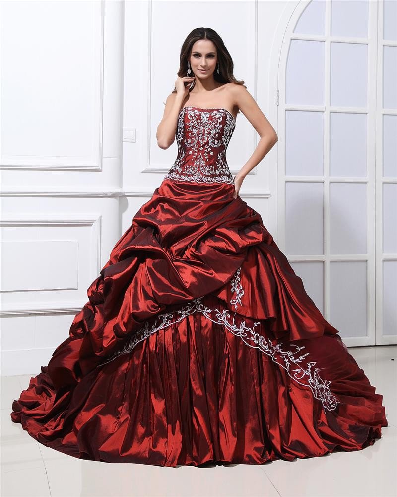 Satin Ruffles Applique Court Empire Prom Dresses