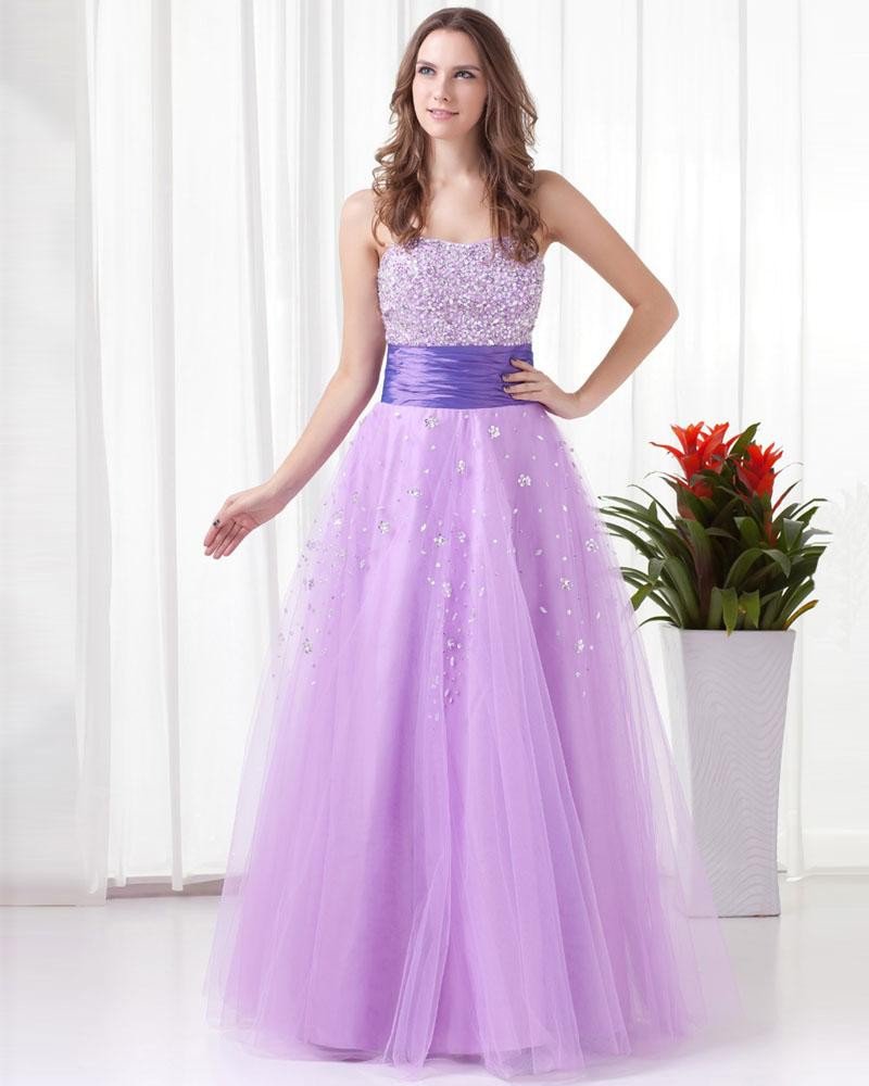 Sweetheart Floor Length Beading Tulle Woman Prom Dress