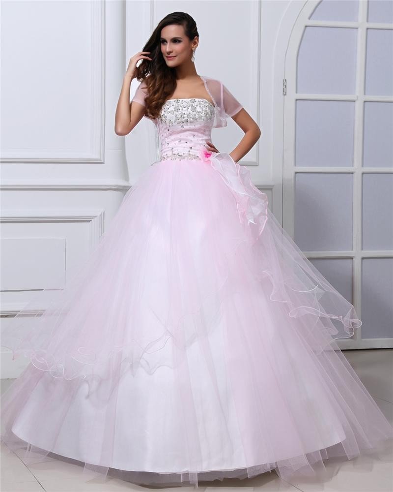Ball Gown Beading Flowers Floor Length Quinceanera Prom Dresses