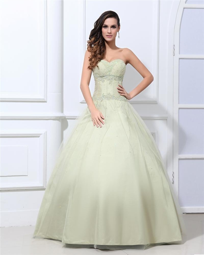 Ball Gown Taffeta Beading Floor Length Quinceanera Prom Dresses