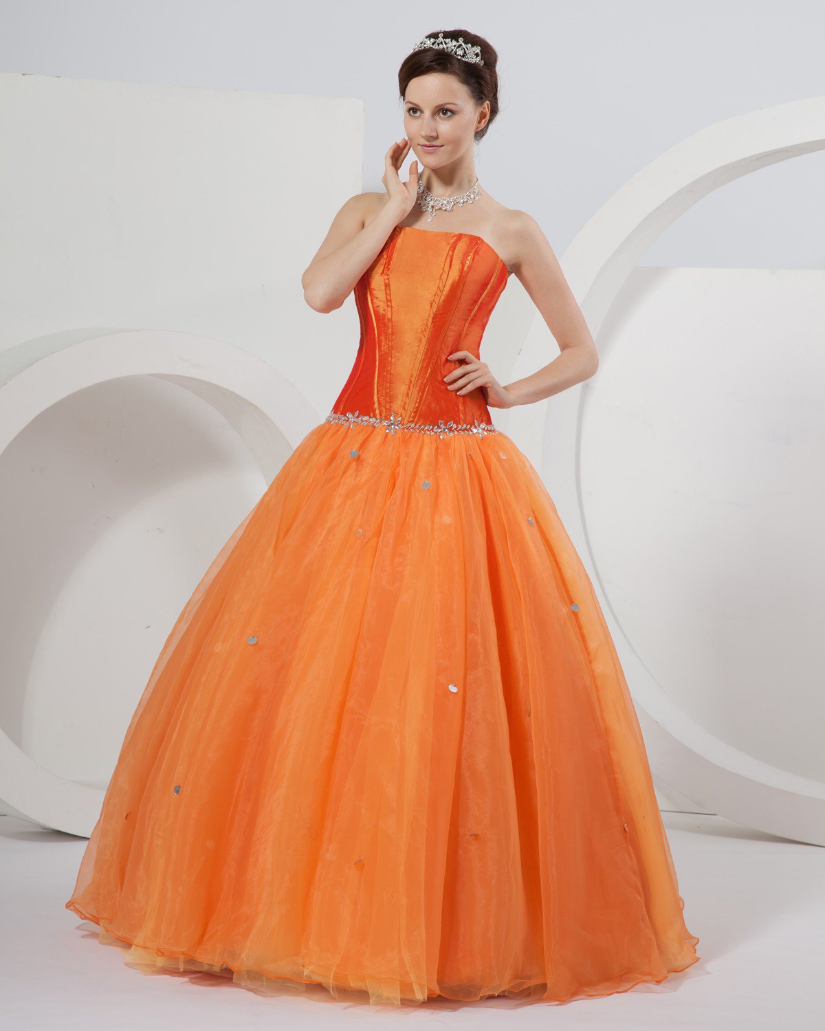 Strapless Ball Gown Beaded Organza Taffeta Designer Quinceanera Prom Dresses