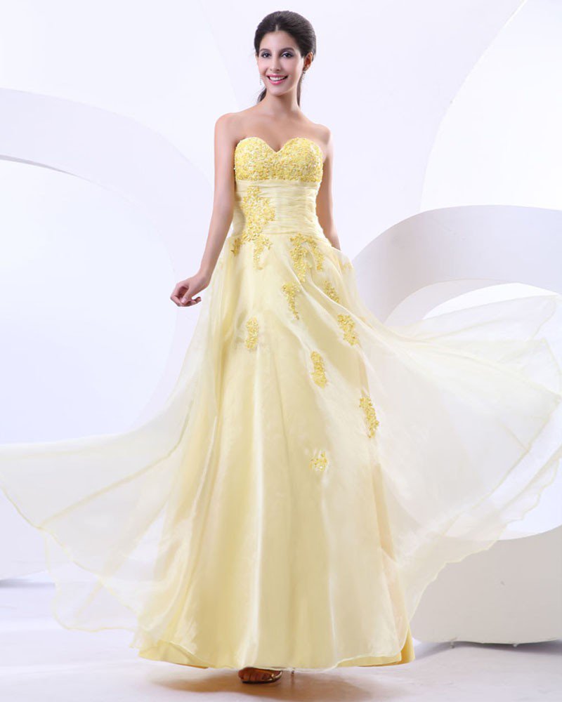 Wonderful Sweetheart Tulle Satin Applique Beading Floor Length Prom Dress