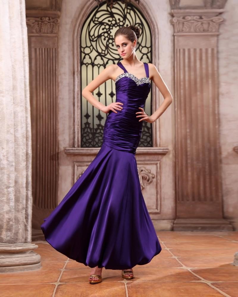 Shining Chiffon Ruffle Beading Halter Floor Length Prom Dresses