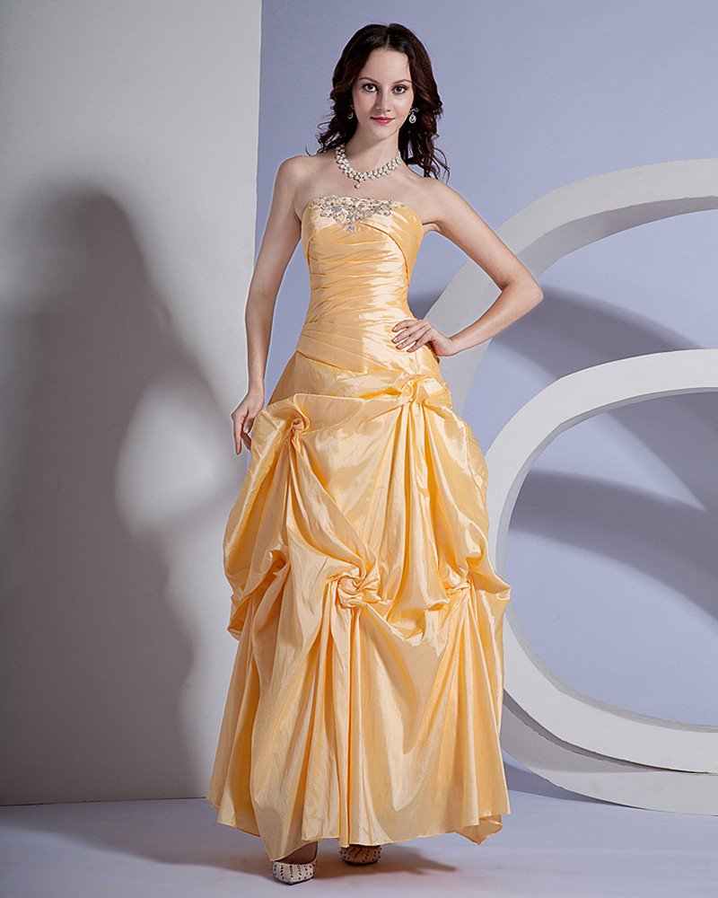 Sweetheart Ball Gown Beaded Taffeta Designer Prom Dresses