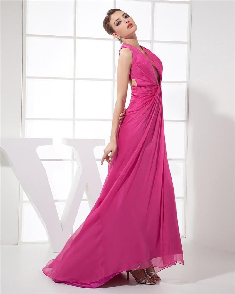 Halter Sleeveless Cross Belt Floor Length Pleated Chiffon Elastic Silk Like Satin Woman Prom Dress