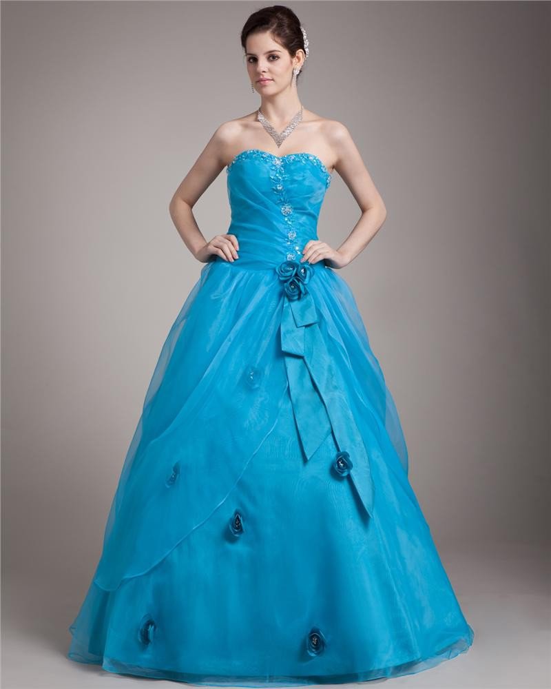 Ball Gown Taffeta Tulle Beading Applique Sweetheart Floor Length Quinceanera Prom Dresses