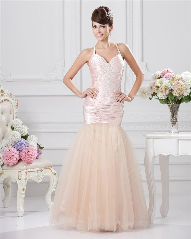 Trumpet Sweetheart Floor Length Taffeta Sewn Beads Prom Dresses