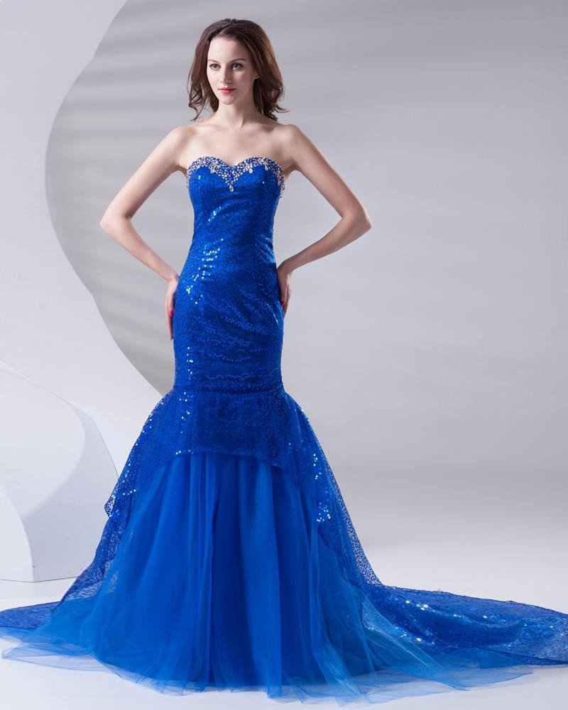 Fashion Sweetheart Floor Length Sequin Beading Yarn Celebrity Prom Dress