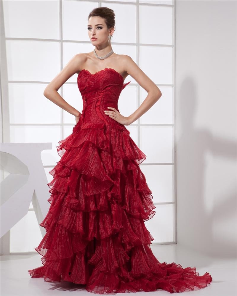 Stylish Tulle Applique Sweetheart Floor Length Prom Dresses