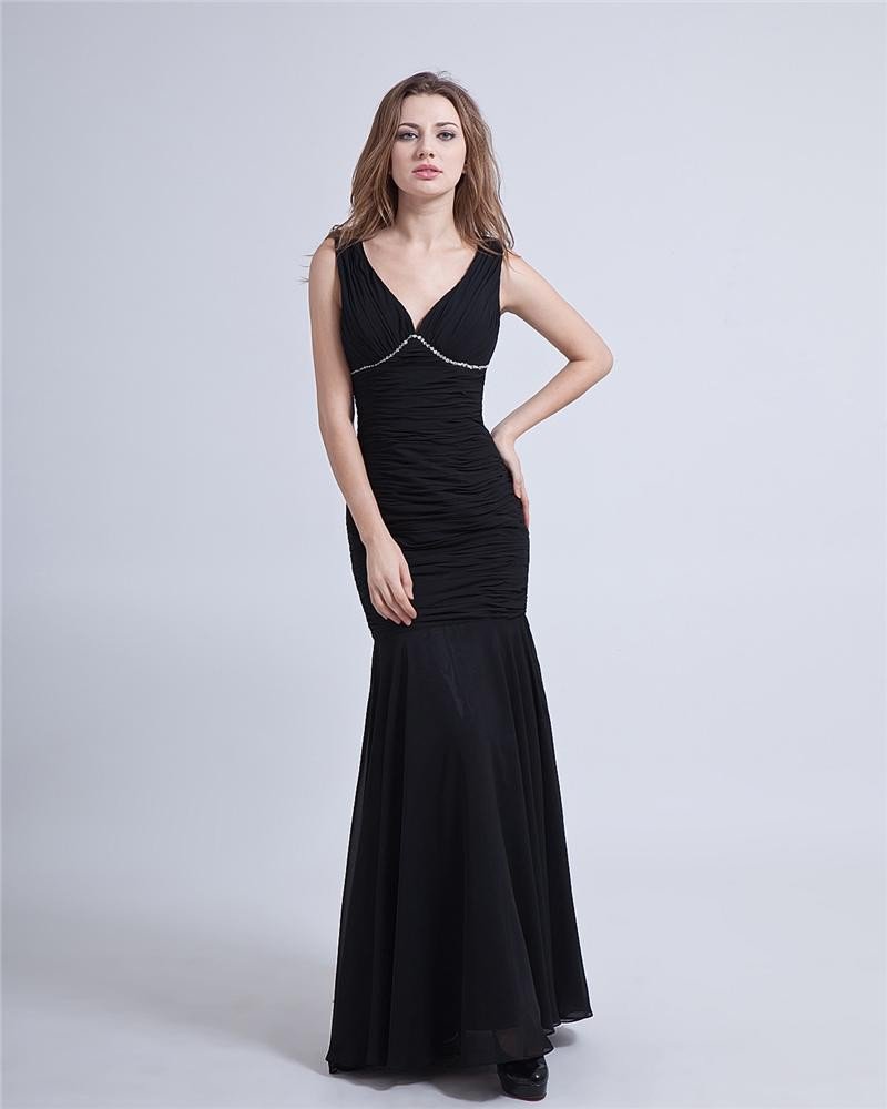 Sheath Halter Floor Length Chiffon Sexy Evening Prom Dresses