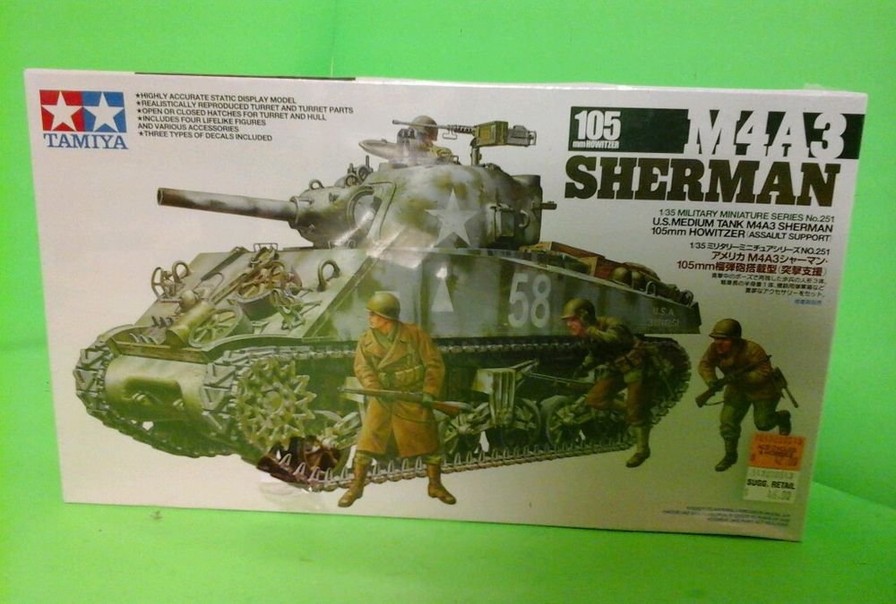 TAMIYA M4A3 Sherman Tank, 105mm Howitzer With Assault Support NEW SEALED