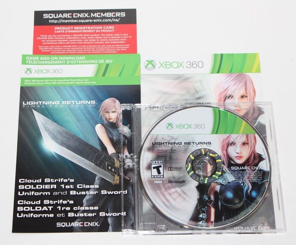 Xbox 360 Final Fantasy XIII: Lightning Returns GAME +Cloud Strife DLC NEVER USED