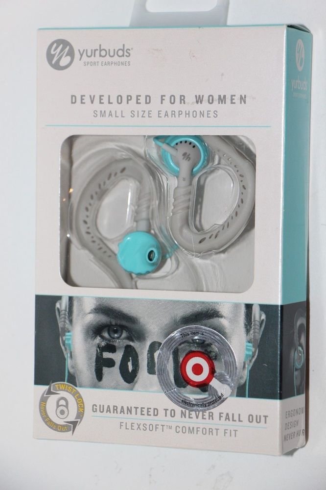 Yurbuds 10216 Wired Ear-Hook Sports Headphones womens AQUA new