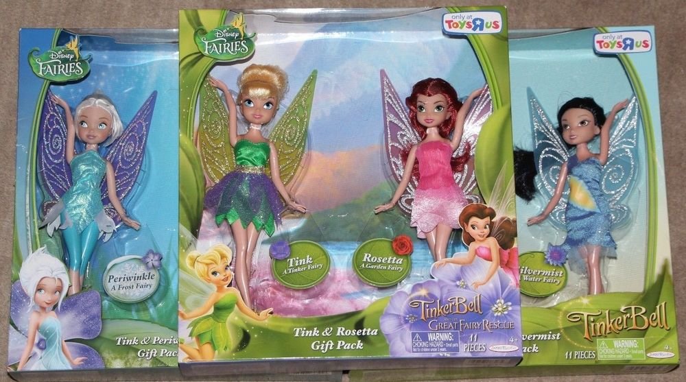 Disney Fairies 6 Fairy Dolls Tinkerbell Silvermist Rosetta Periwinkle 9 inch