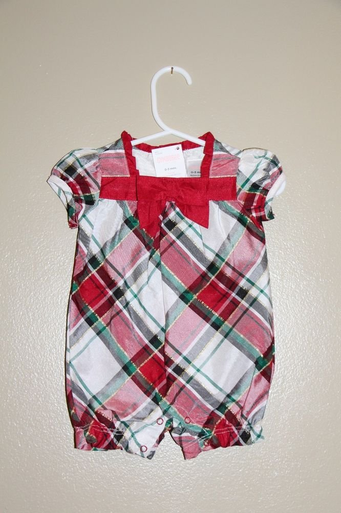GENUINE Gymboree JOYFUL HOLIDAY Plaid Romper outfit 0-3 mos red/green/ivory NWT