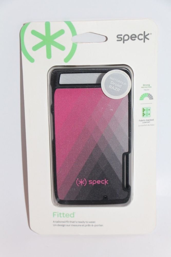 Speck Fitted Diamond Fog Pink Fabric Back Black Motorola Droid Razer Phone Case