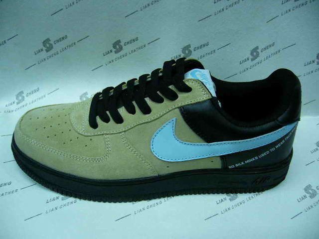 Nike Air Force 1 - Beige Suede/Black/Carolina Blue Low