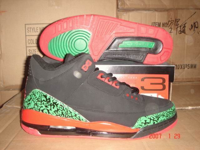 Air Jordan 3 Retro Black/Green/Orange