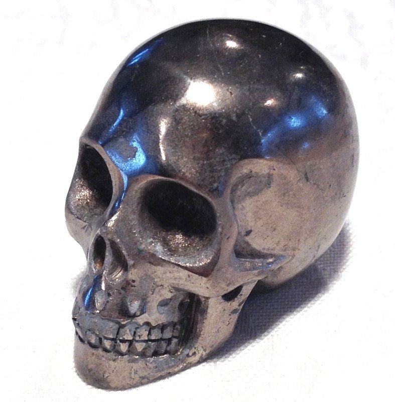 2" Pyrite Gemstone Skull Carving Crystal healing Meditation Reiki