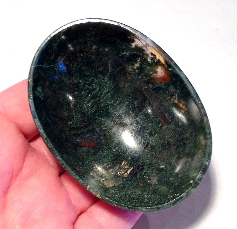 Dark Moss Agate Gemstone Bowls Abundance Healing Crystals Devotional Stone Altar Offering bowl