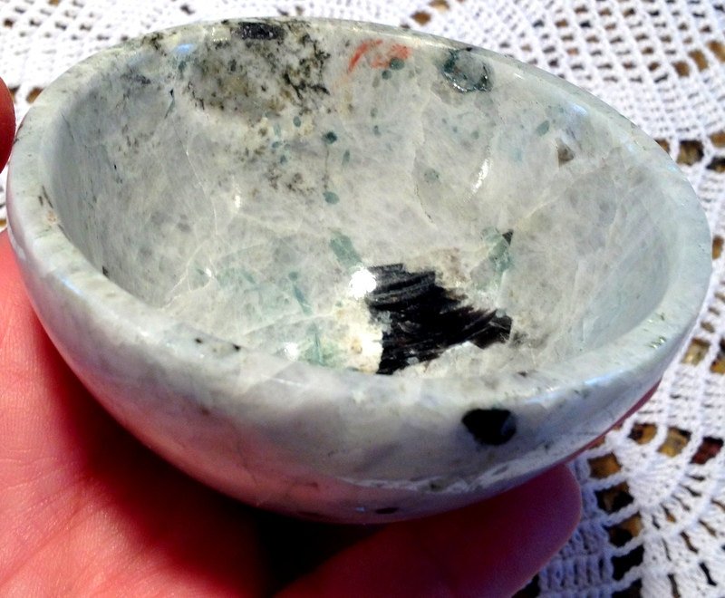 3.3" Gemstone bowls Moon Magick Moonstone Crystals Black tourmaline manifesting altar devotional