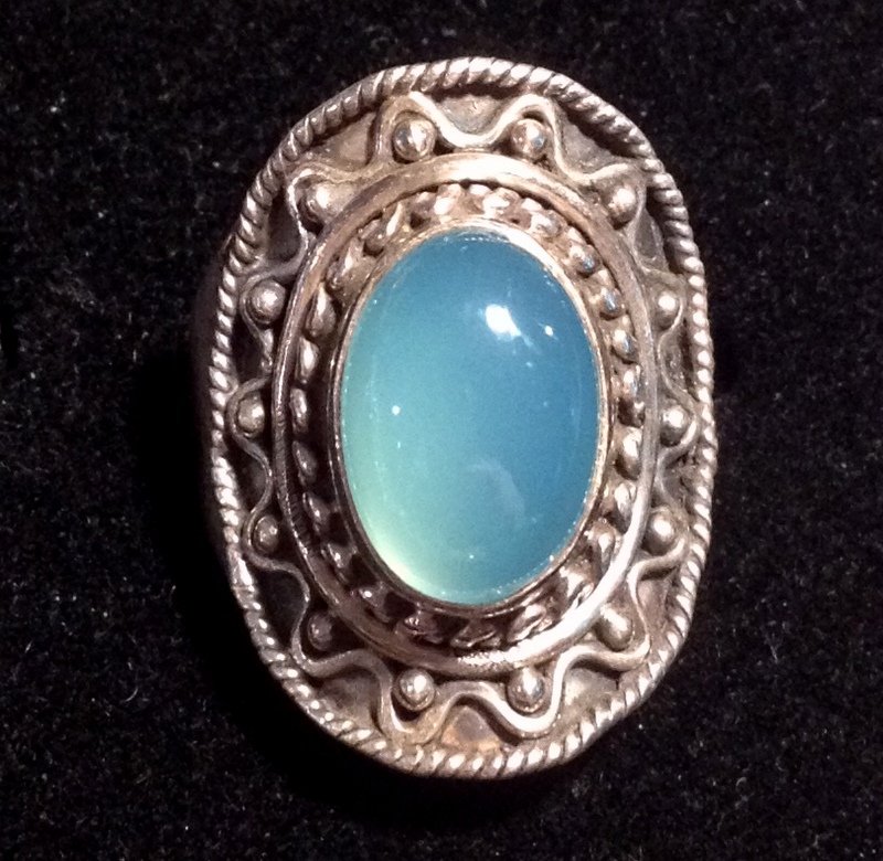 Energy Healing Crystals Programmed Psychic Ability Sterling Silver Ring Angel Blue Chalcedony Magick