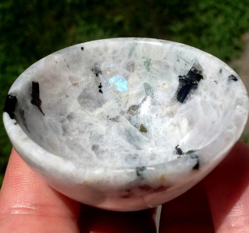Moon Magick Gemstone Bowls Moonstone Black Tourmaline Crystal Healing Magic stone altar bowl