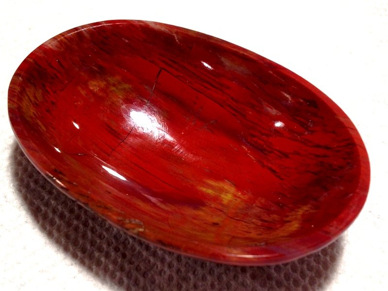 Gemstone Bowls Red Petrified Wood Crystal Healing Metaphysical Altar Offering Earth Energy Stone