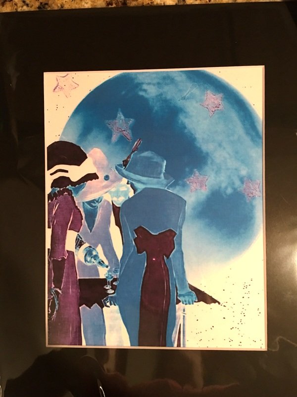 Metaphysical Giclee Art Print Full Blue Moon Glow Cocktail Party Brew Magick Spell Moonlight Madness
