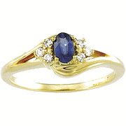 14K Yellow Gold Sapphire and Diamond Ring