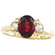 Mozambique Garnet and Diamond Ring